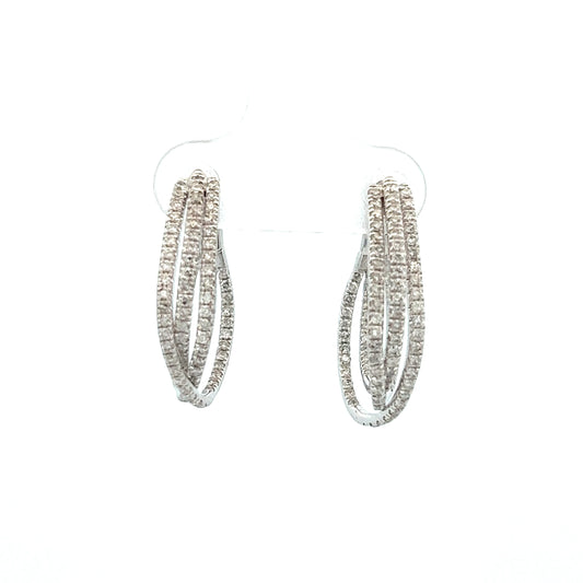1.00ct Triple Hoop Earrings | 10k White Gold | 20mm Hoop