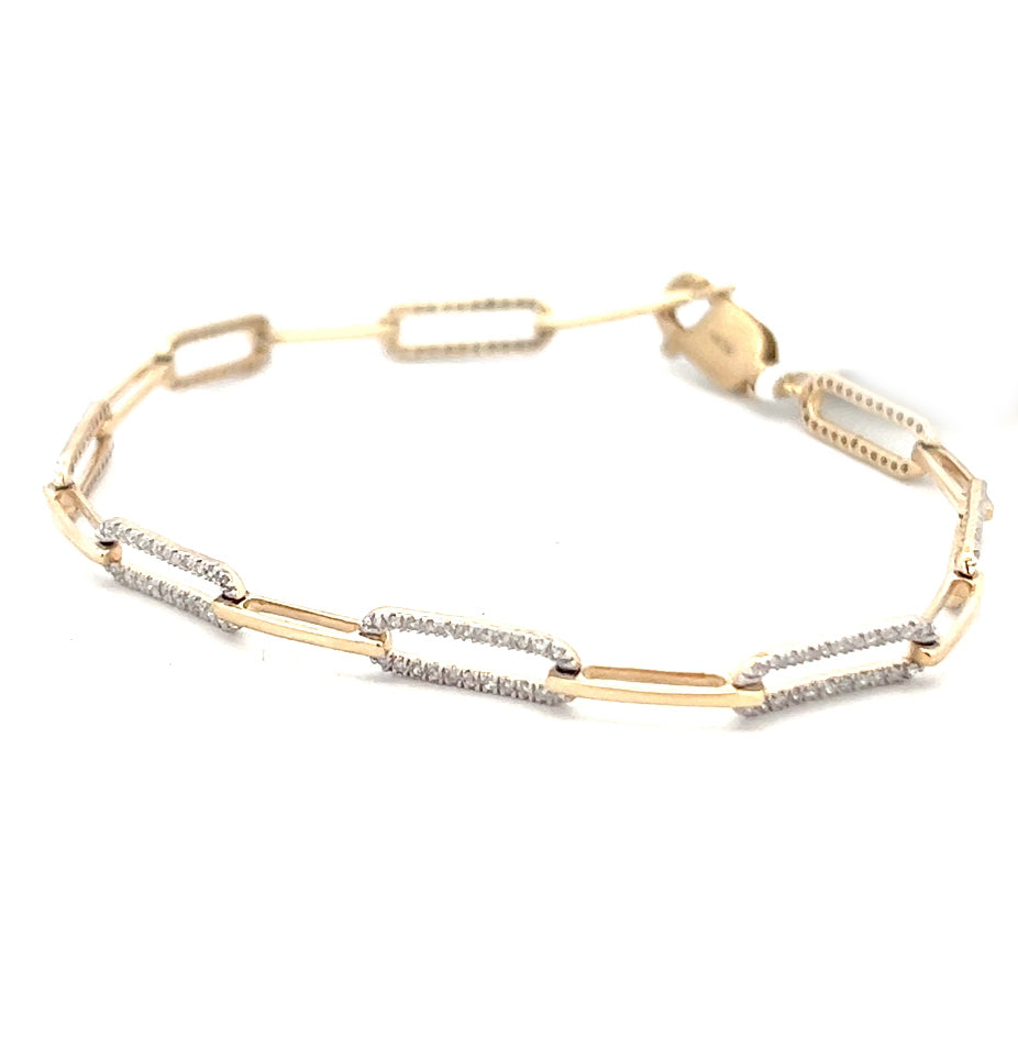 1/2ct Diamond Paper Clip Bracelet | 14k Yellow Gold