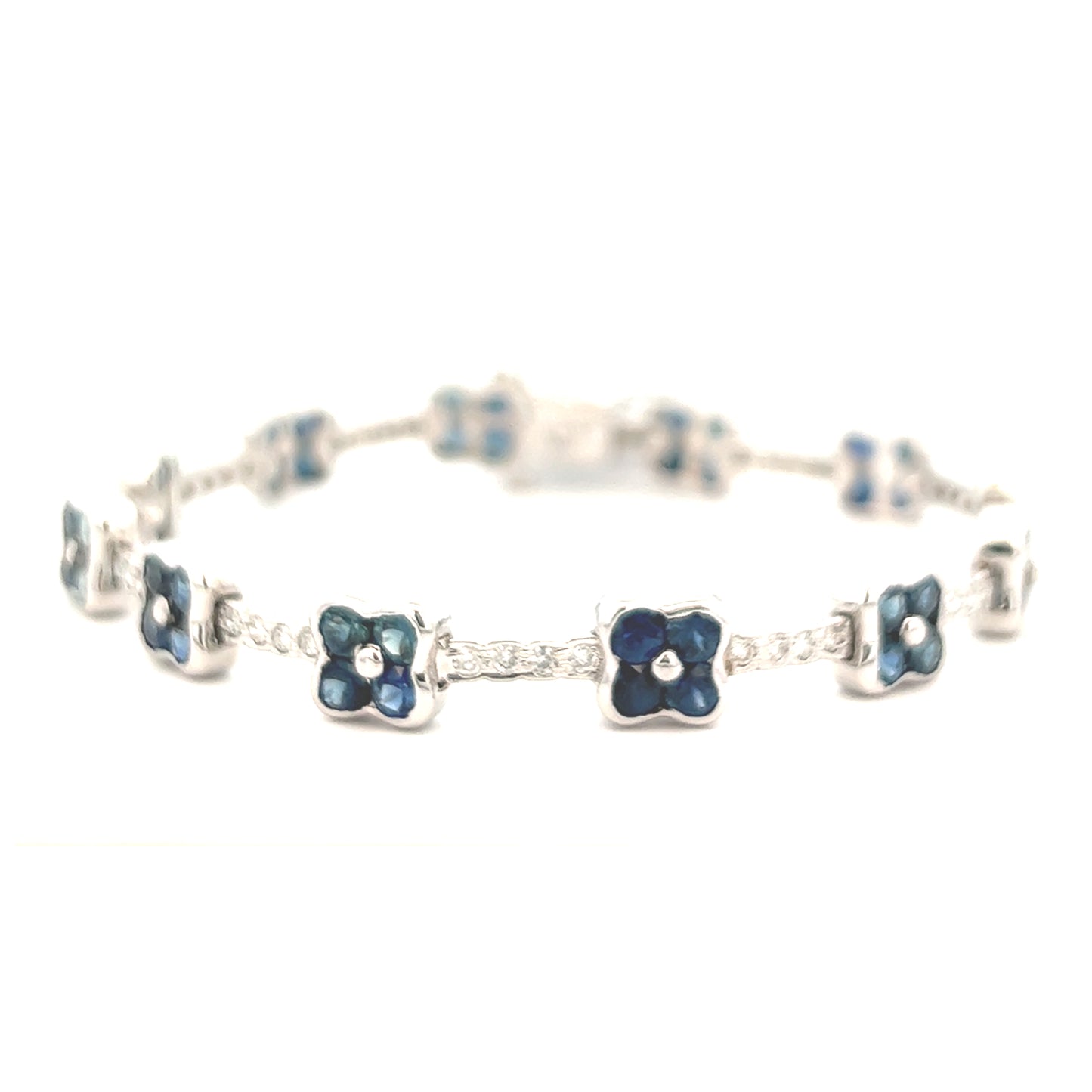 8.36cttw Sapphire and Diamond Bracelet | 18k White Gold