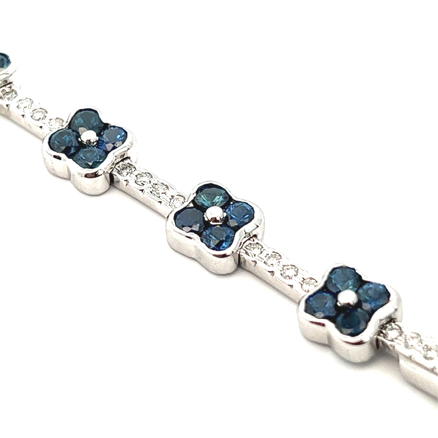 8.36cttw Sapphire and Diamond Bracelet | 18k White Gold