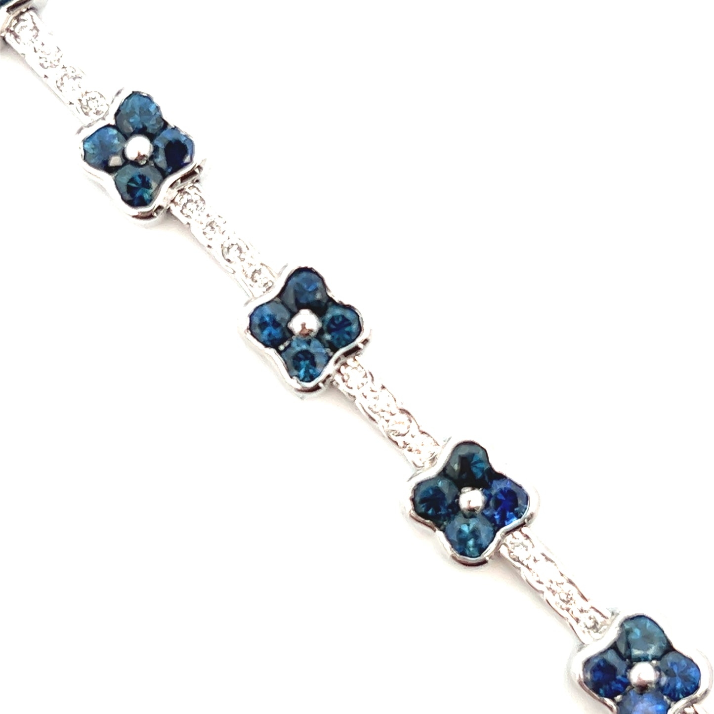 8.36cttw Sapphire and Diamond Bracelet | 18k White Gold