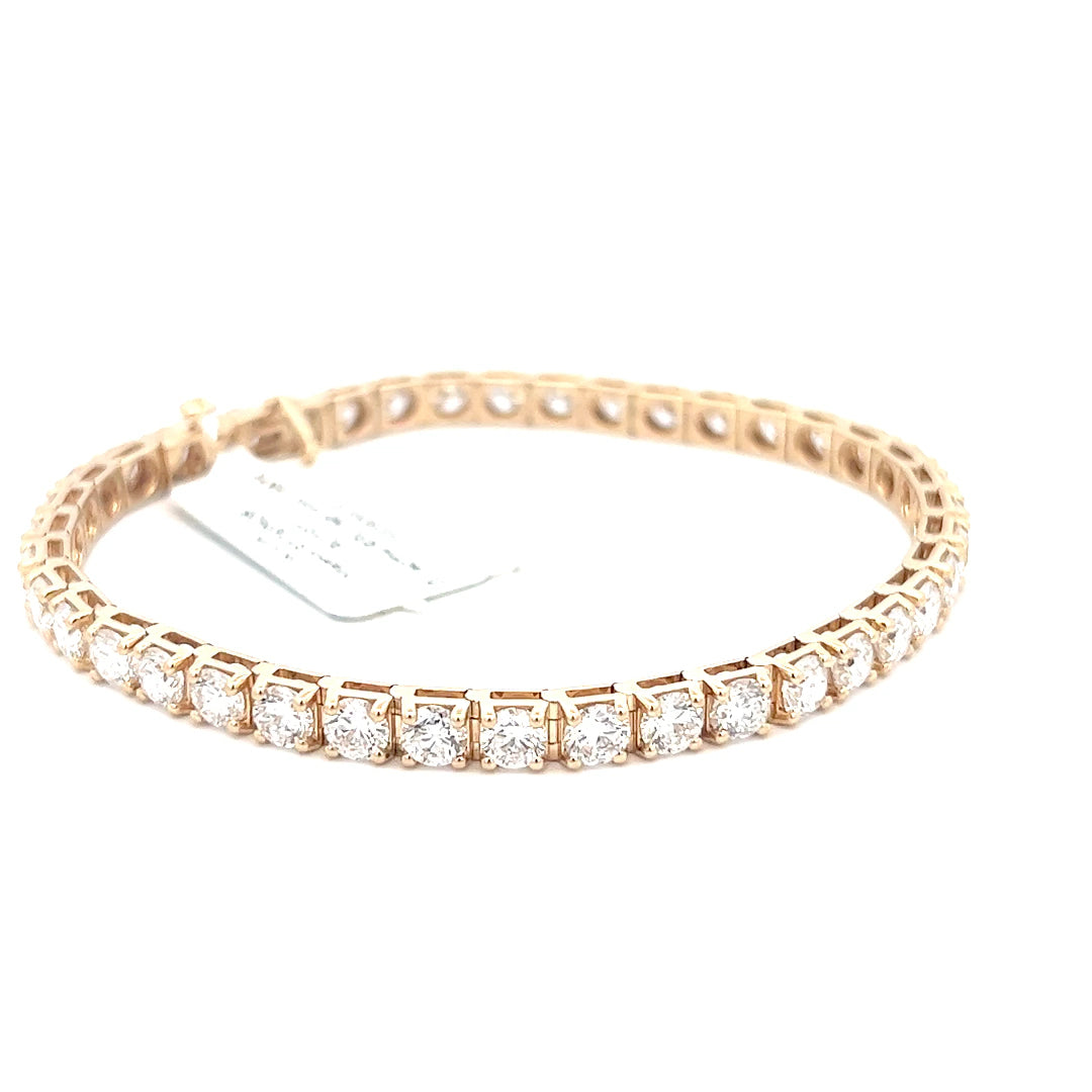 10.14cttw Yellow Gold Tennis Bracelet | Gold Diamond Bracelet | 14k Yellow Gold