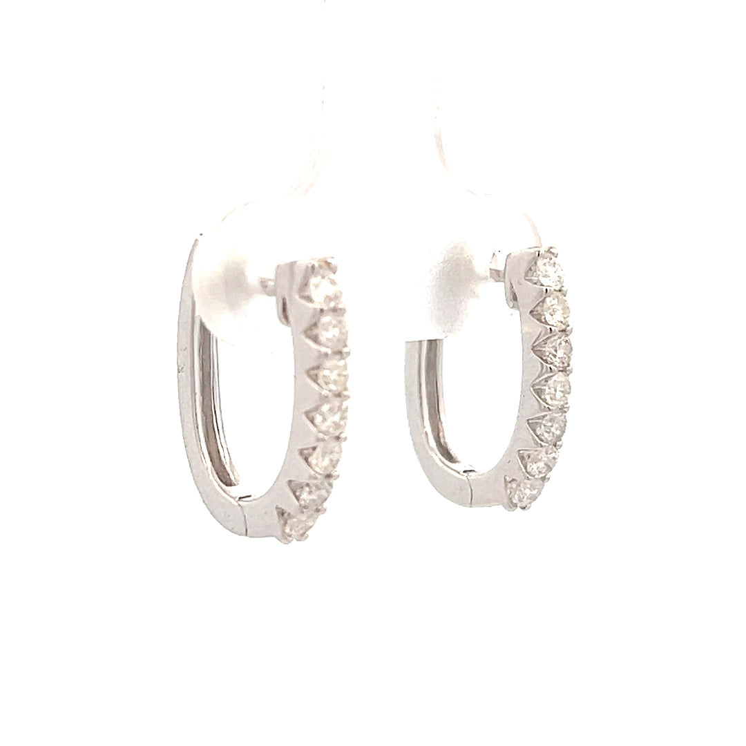 Small Diamond Hoop Earrings | Small Diamond Hoops | 14k 15mm