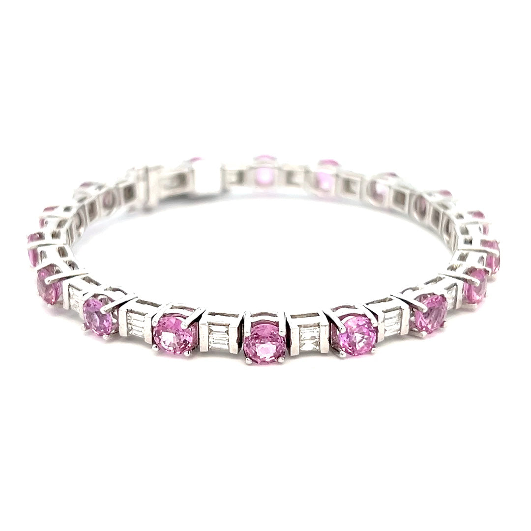 11.95cttw Sapphire and Diamond Bracelet | Pink Sapphire Bracelet