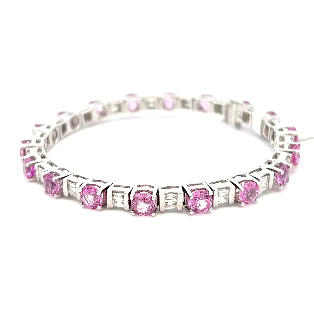 11.95cttw Sapphire and Diamond Bracelet | Pink Sapphire Bracelet