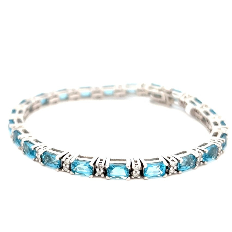 16.61cttw Blue Topaz Bracelet | Topaz Bracelet