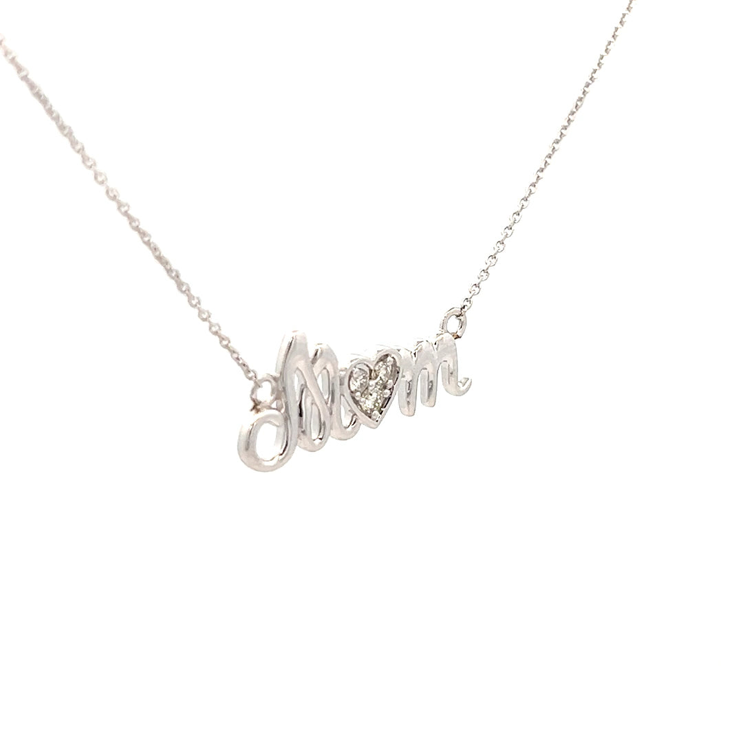 .09cttw Mothers Day Necklace | Gold Mom Necklace | Diamond Heart