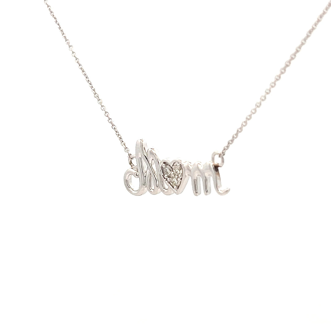 .09cttw Mothers Day Necklace | Gold Mom Necklace | Diamond Heart