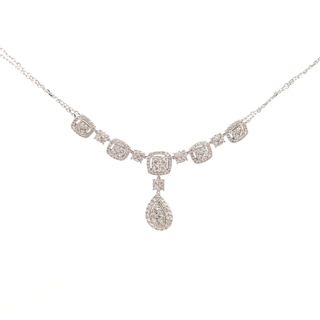 1.63cttw Teardrop Necklace | Diamond Halo Necklace