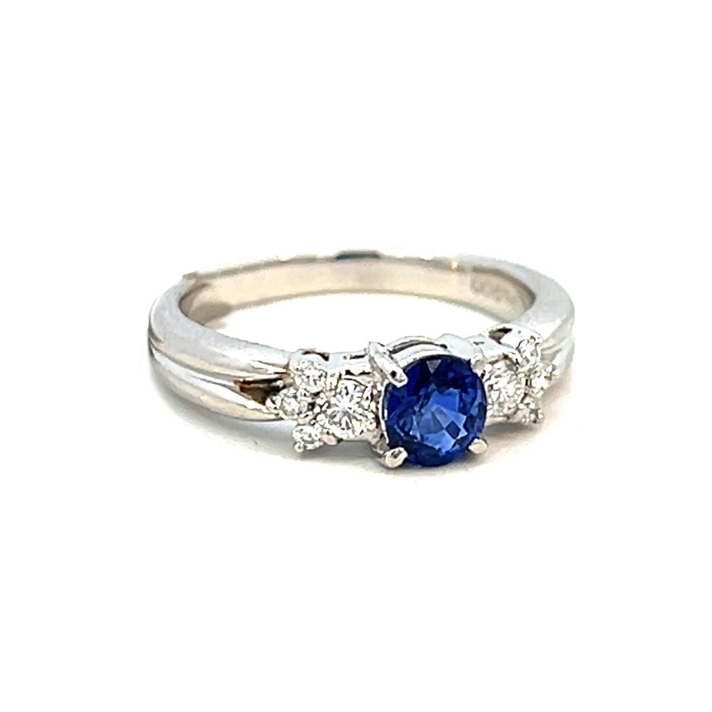 0.88cttw Sapphire Ring | Platinum Ring | Blue Sapphire and Diamond Ring