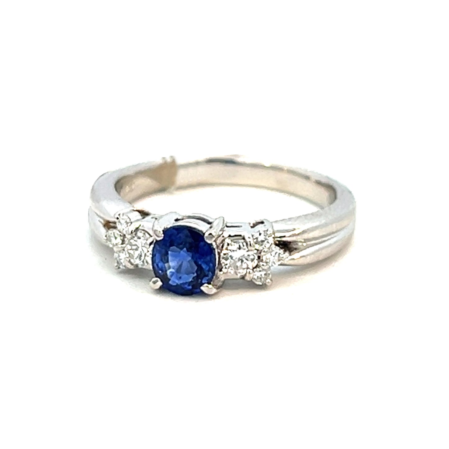 0.88cttw Sapphire Ring | Platinum Ring | Blue Sapphire and Diamond Ring