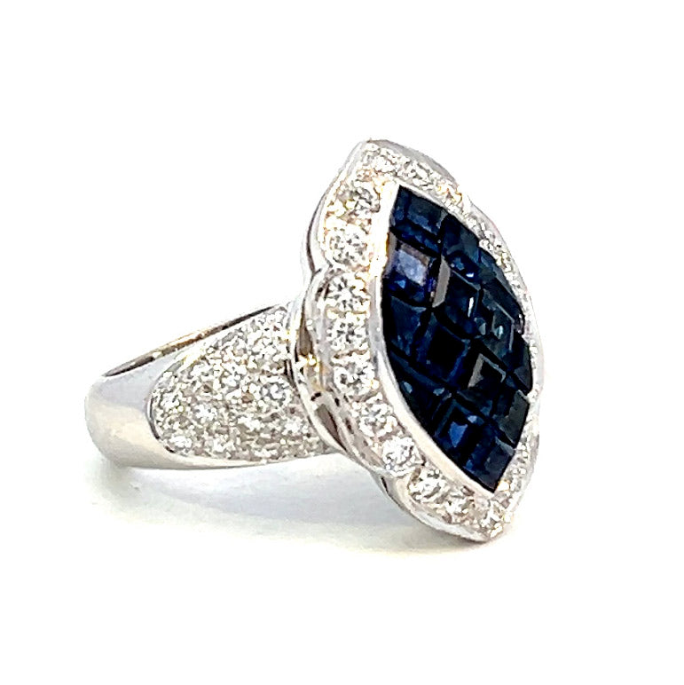 2.40cttw Marquise Sapphire Engagement Ring | Blue Sapphire Marquise Ring