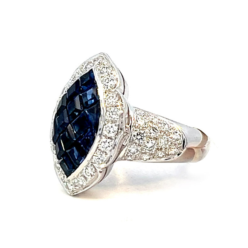 2.40cttw Marquise Sapphire Engagement Ring | Blue Sapphire Marquise Ring