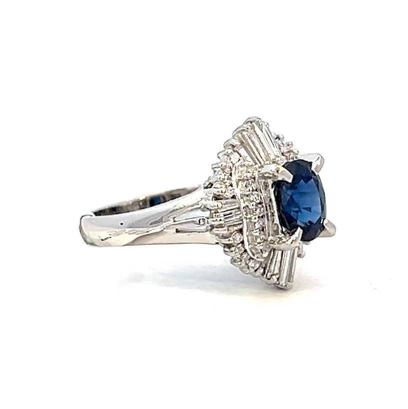 1.94cttw Oval Sapphire Ring | Platinum Ring |Sapphire and Diamond Ring