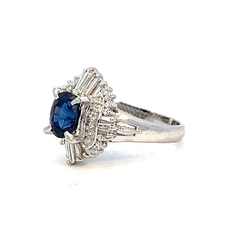 1.94cttw Oval Sapphire Ring | Platinum Ring |Sapphire and Diamond Ring