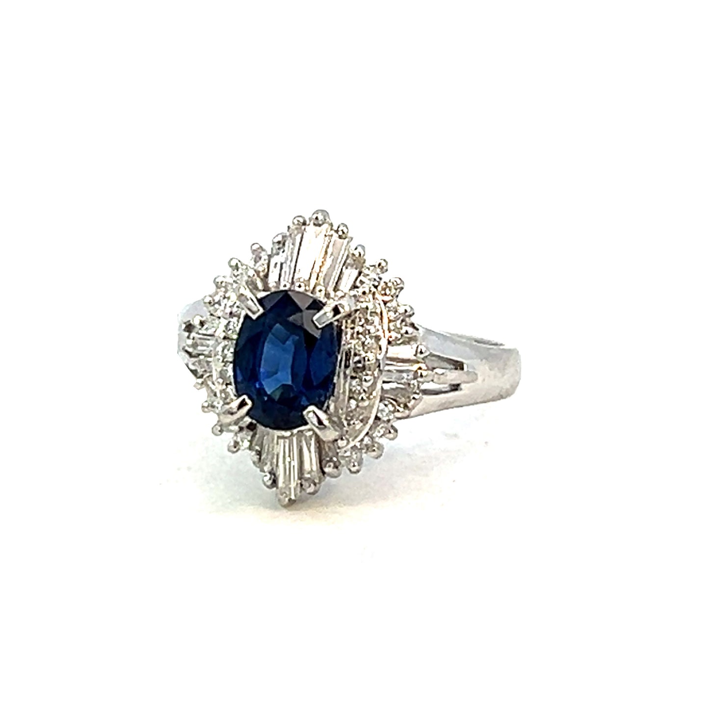 1.94cttw Oval Sapphire Ring | Platinum Ring |Sapphire and Diamond Ring