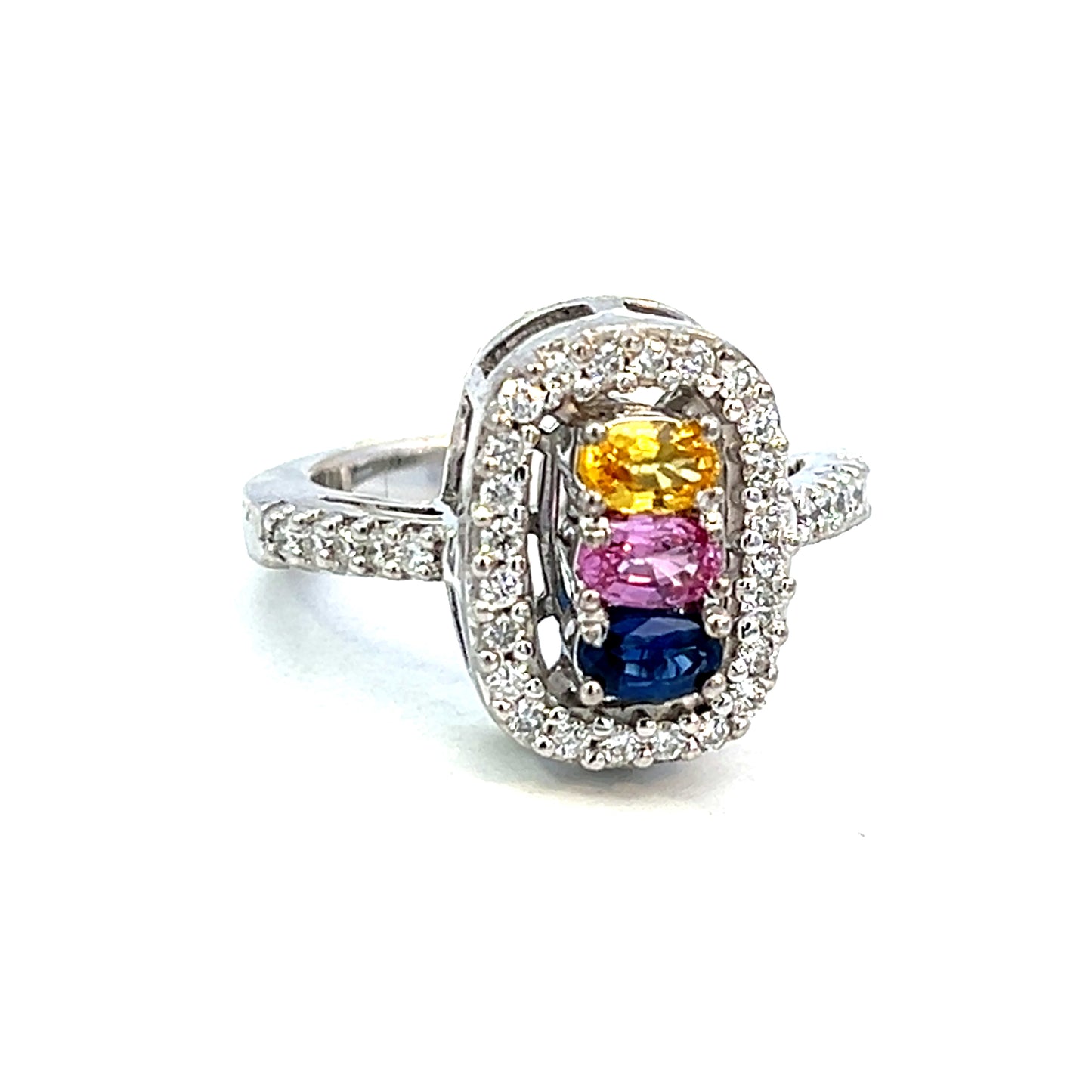 1.34cttw Sapphire and Diamond Ring | Multi Color Gemstone Ring | 14k Gold