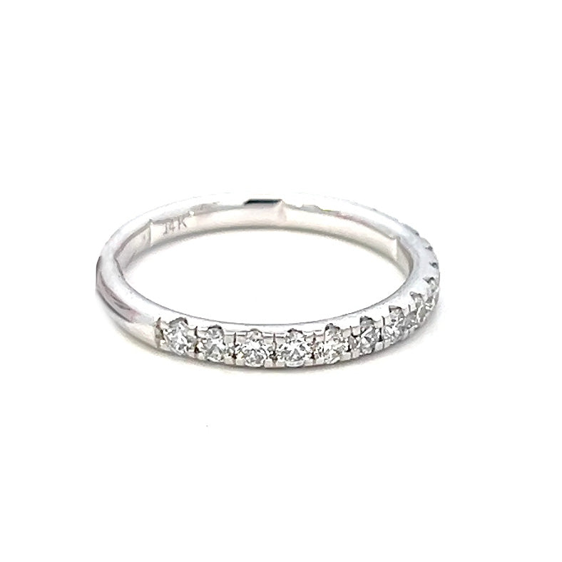 .64cttw Half Eternity Wedding Band | Diamond Stack Ring | 14k White Gold