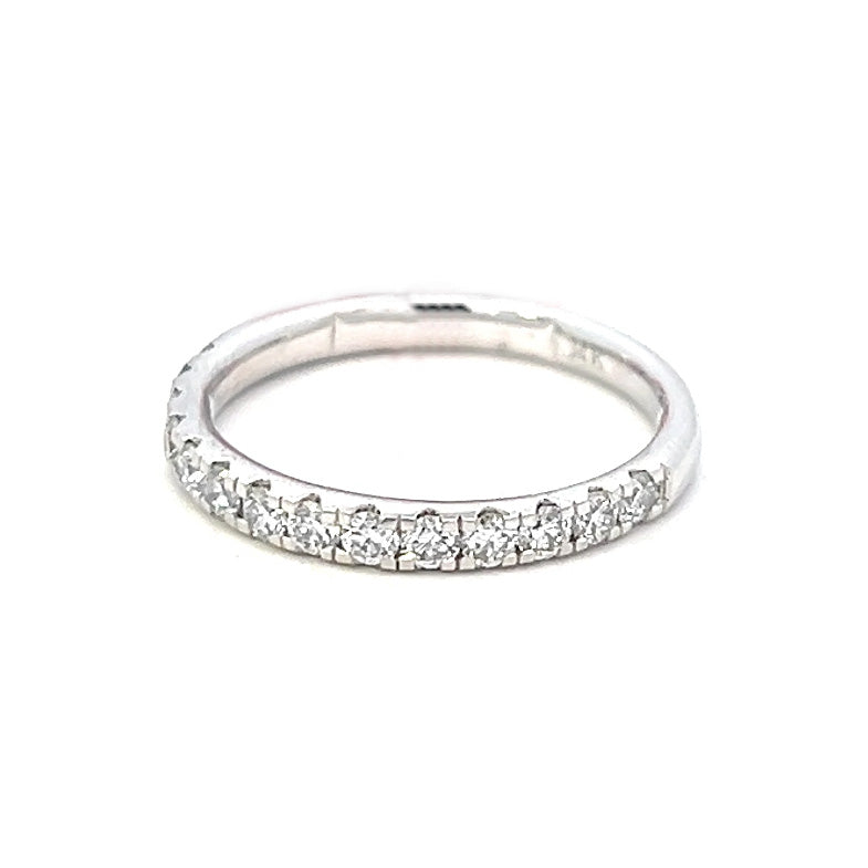 .64cttw Half Eternity Wedding Band | Diamond Stack Ring | 14k White Gold