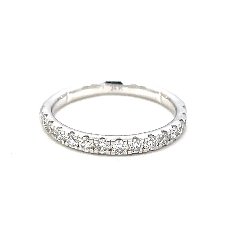 .64cttw Half Eternity Wedding Band | Diamond Stack Ring | 14k White Gold