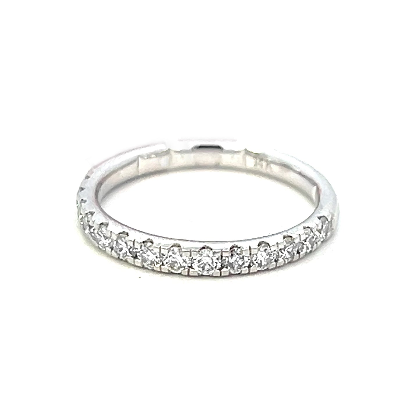 .64cttw Half Eternity Wedding Band | Diamond Stack Ring | 14k White Gold