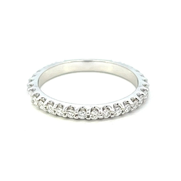 .45cttw Half Eternity Wedding Band | Diamond Stack Ring | 14k White Gold