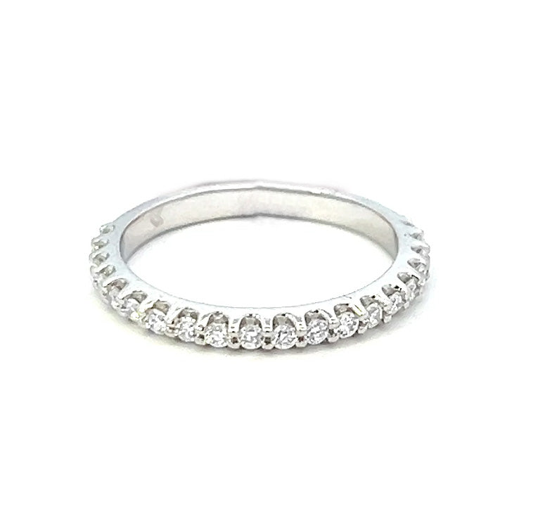 .45cttw Half Eternity Wedding Band | Diamond Stack Ring | 14k White Gold