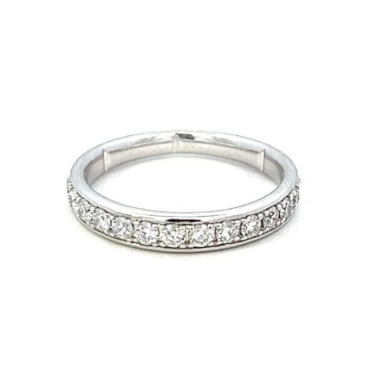 .51cttw Half Eternity Wedding Band | Diamond Stack Ring | 14k White Gold