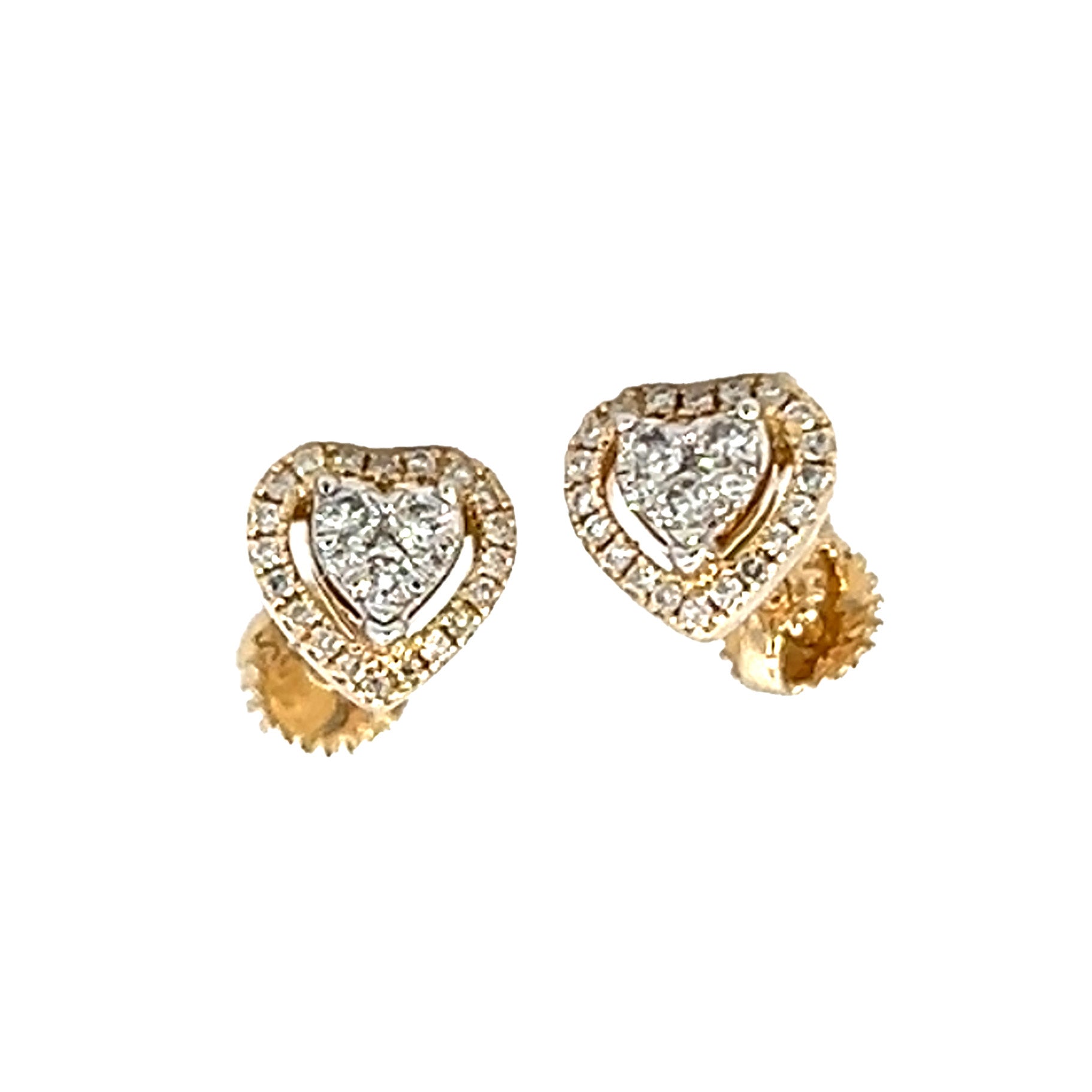 Diamond Heart Stud outlets Earrings in 14k Real Gold