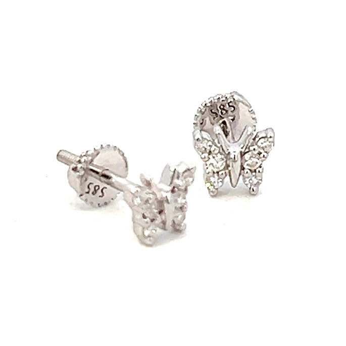 .10cttw Butterfly Stud Earrings | Diamond Butterfly Earrings | 14k White Gold