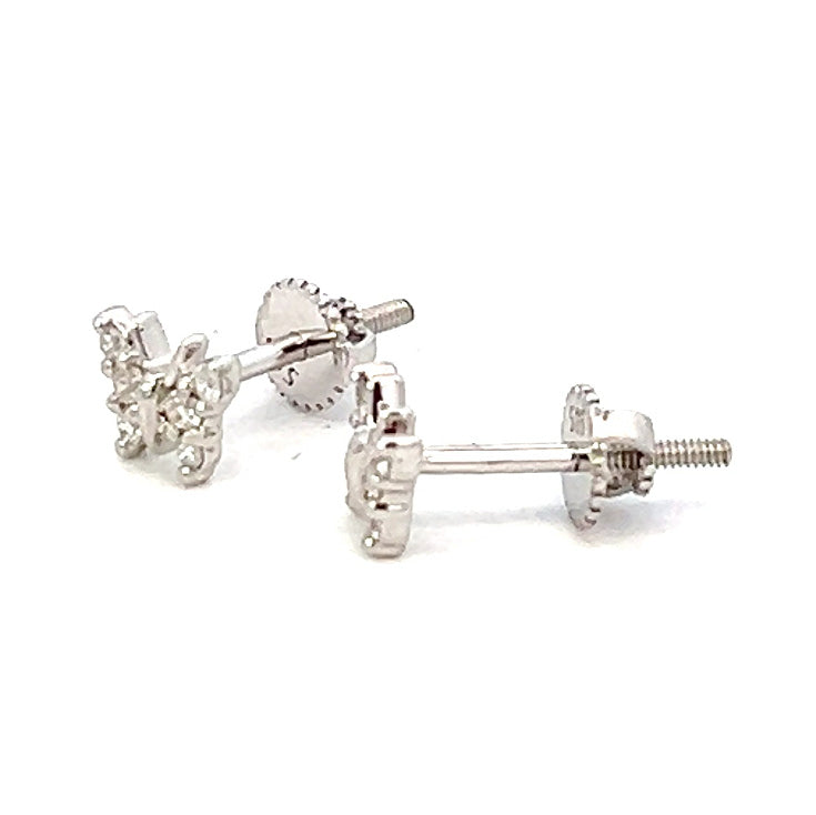 .10cttw Butterfly Stud Earrings | Diamond Butterfly Earrings | 14k White Gold