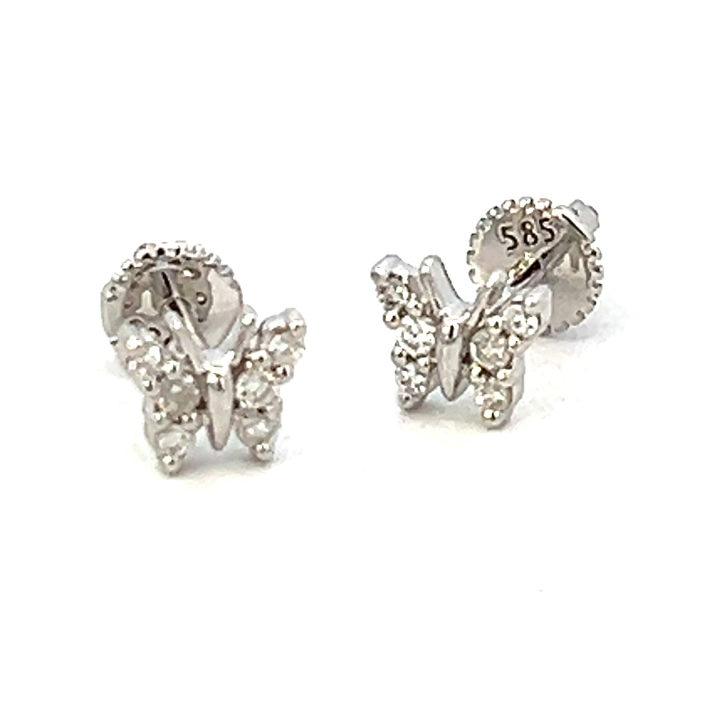 .10cttw Butterfly Stud Earrings | Diamond Butterfly Earrings | 14k White Gold