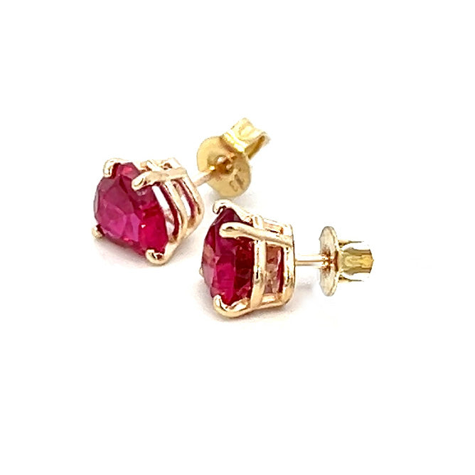 1.00cttw Ruby Stud Earrings | Gold Ruby Earrings | 14k Yellow Gold Earrings