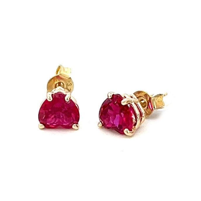 1.00cttw Ruby Stud Earrings | Gold Ruby Earrings | 14k Yellow Gold Earrings
