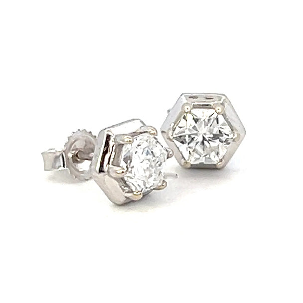 1.13cttw Lab Grown Diamond Studs | Synthetic Diamond Earrings | 14k White Gold Earrings