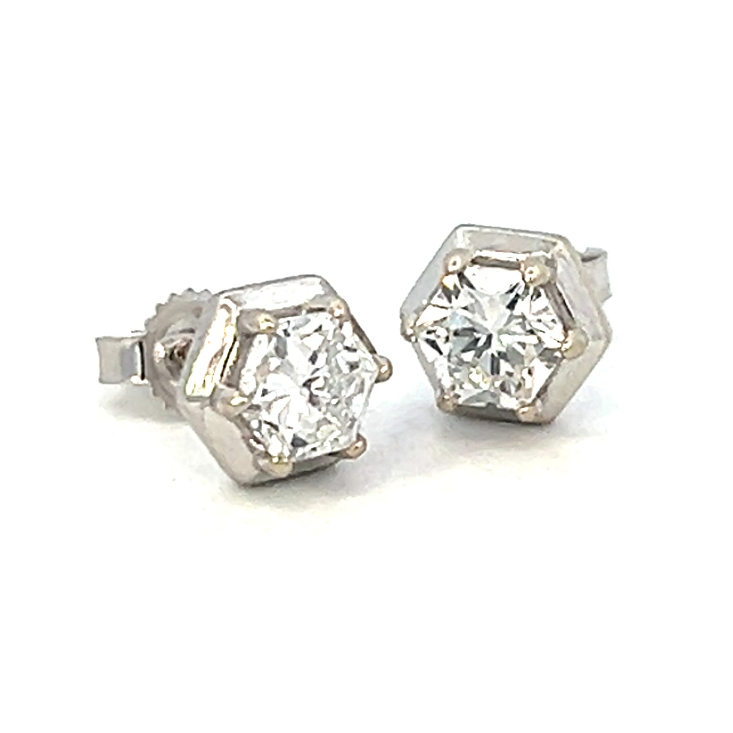 1.13cttw Lab Grown Diamond Studs | Synthetic Diamond Earrings | 14k White Gold Earrings