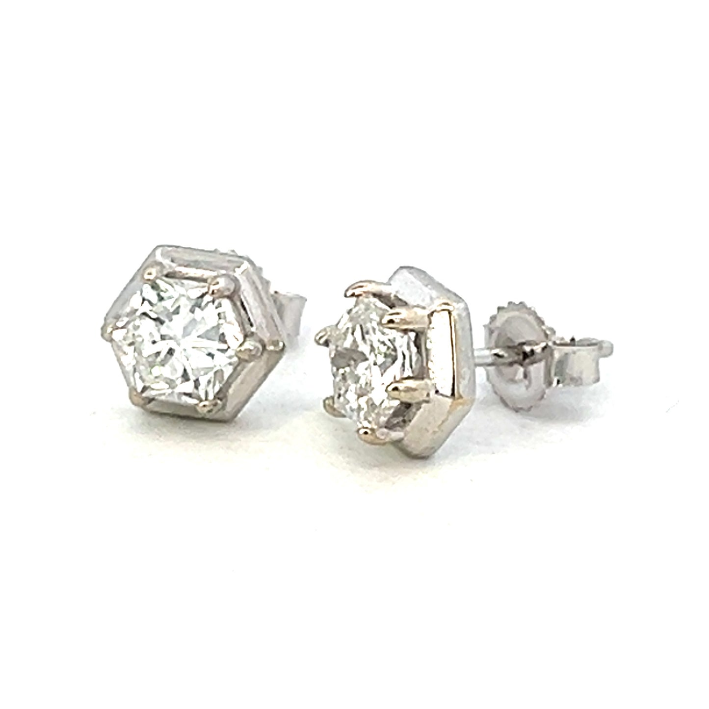 1.13cttw Lab Grown Diamond Studs | Synthetic Diamond Earrings | 14k White Gold Earrings