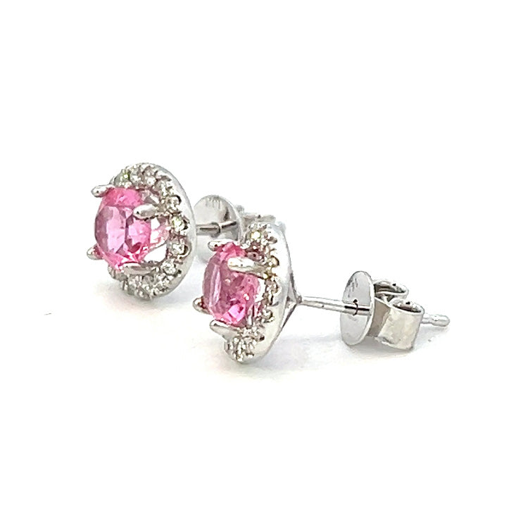 1.50cttw Pink Sapphire Stud Earrings | Pink Sapphire Earrings | 14k White Gold