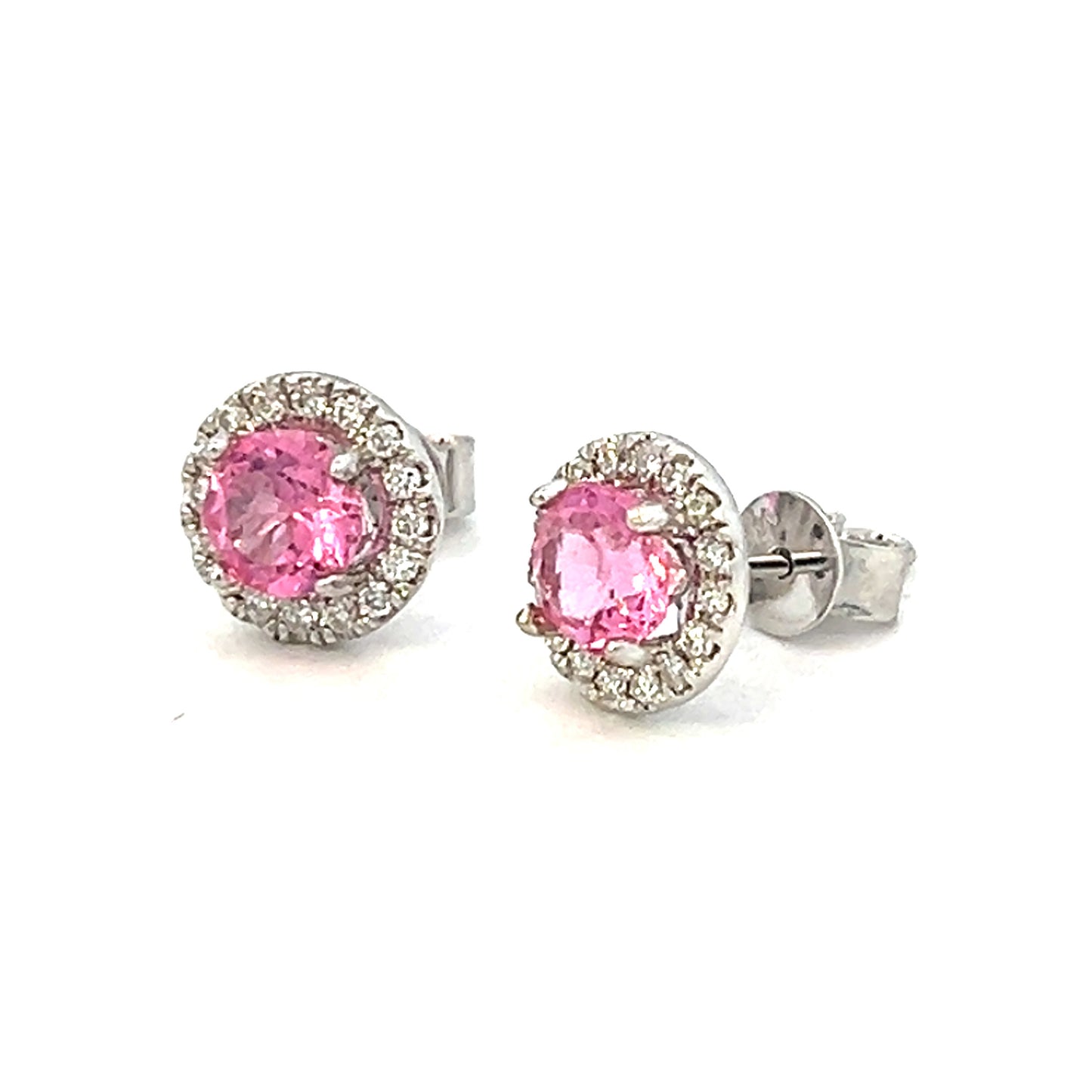 1.50cttw Pink Sapphire Stud Earrings | Pink Sapphire Earrings | 14k White Gold