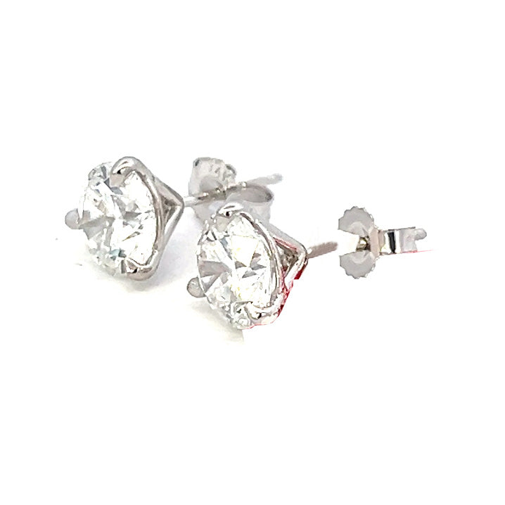 3.16cttw Diamond Stud Earrings | White Gold Diamond Earrings | Dia Studs