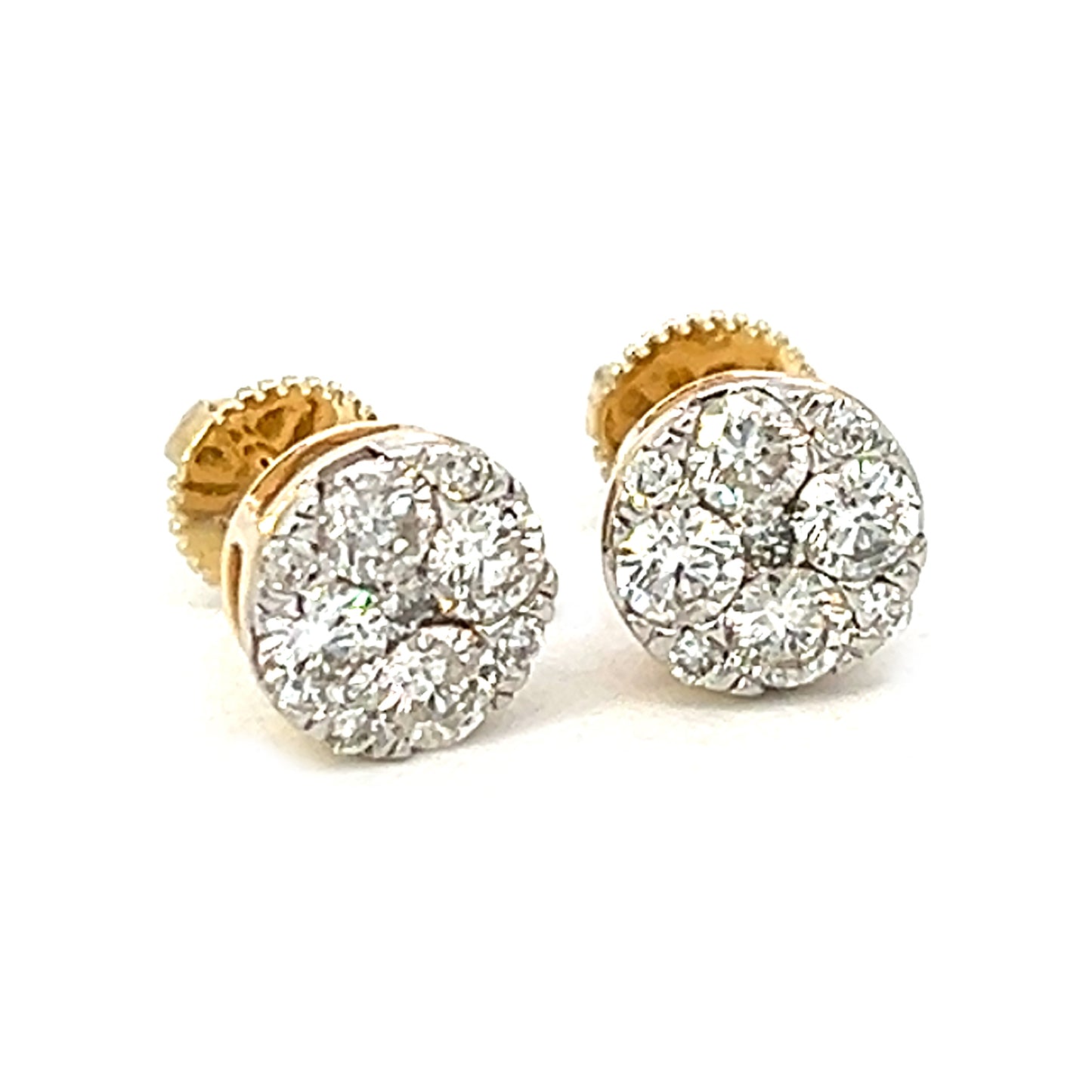 1.09cttw Pave Stud Earrings | Diamond Earrings Pave | 14k Yellow Gold