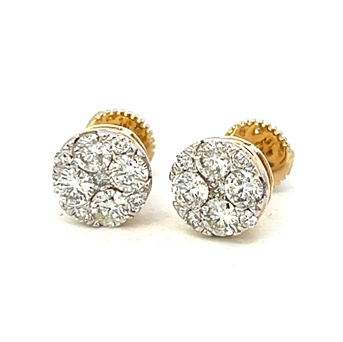 1.09cttw Pave Stud Earrings | Diamond Earrings Pave | 14k Yellow Gold