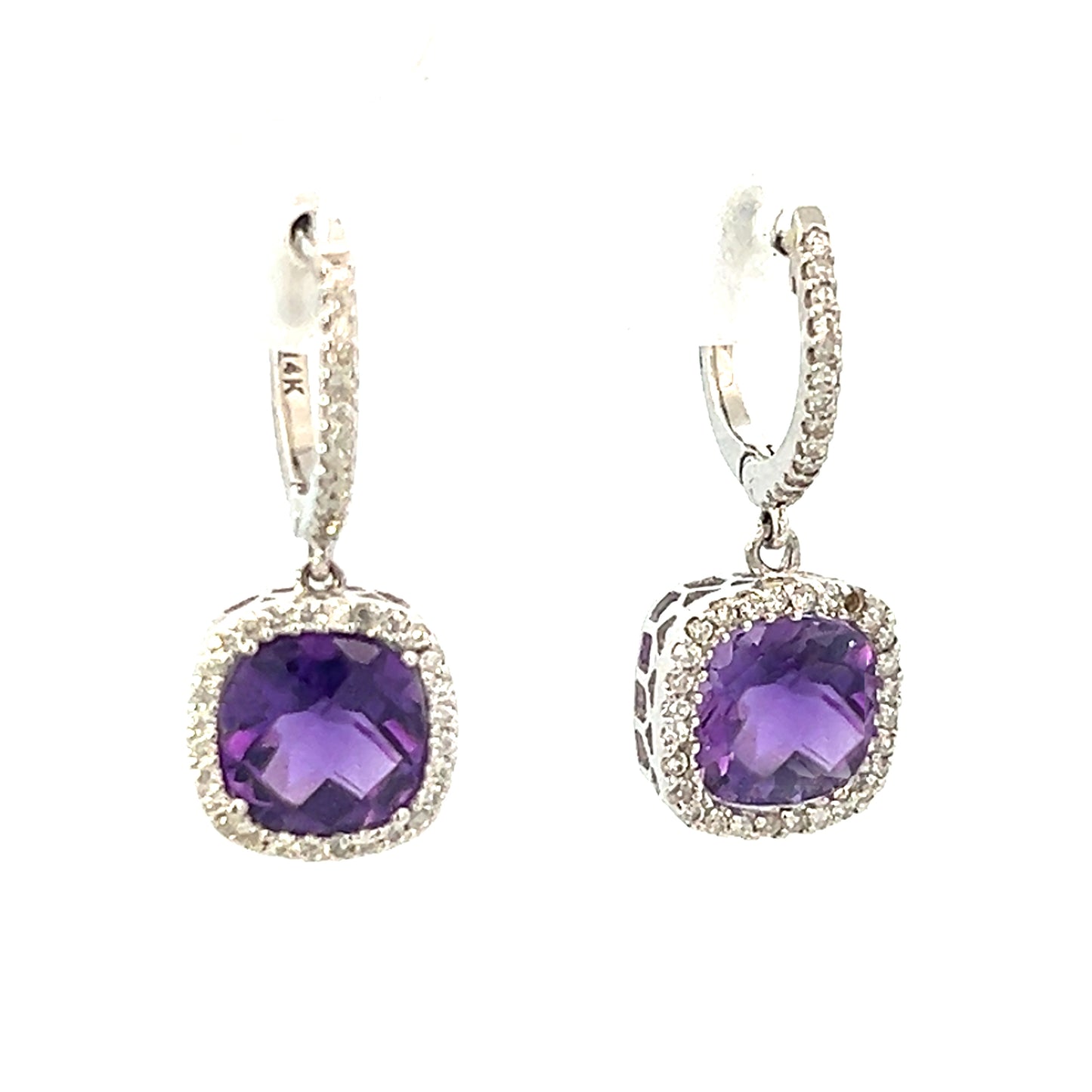 2.95cttw Amethyst Earrings | Amethyst Dangle Earrings | 14k White Gold Earrings