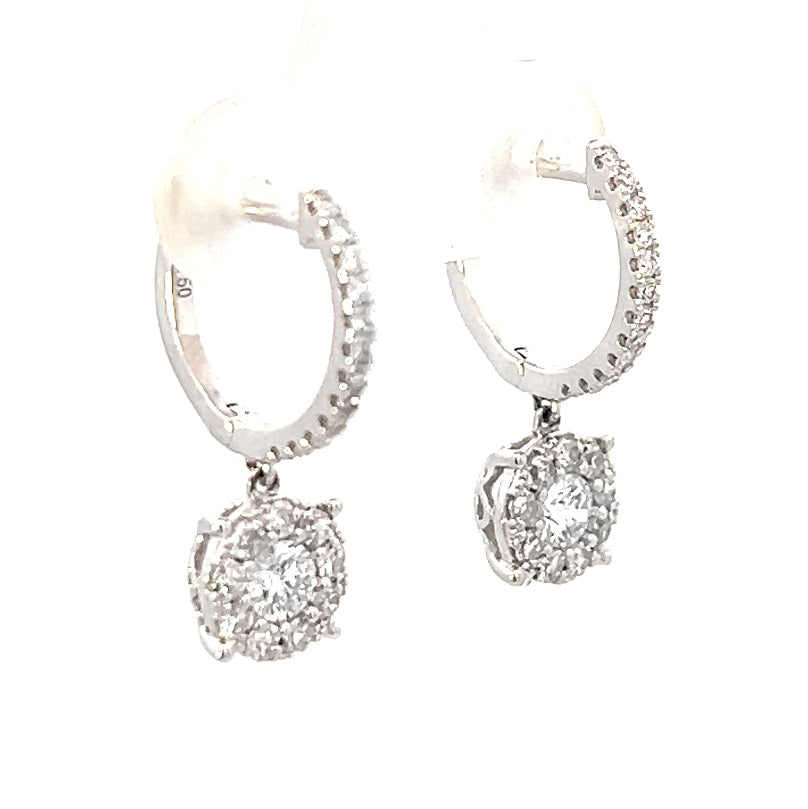 0.78cttw Diamond Dangle Drop Earrings | Gold Diamond Dangle Earrings | 14k White Gold Earrings