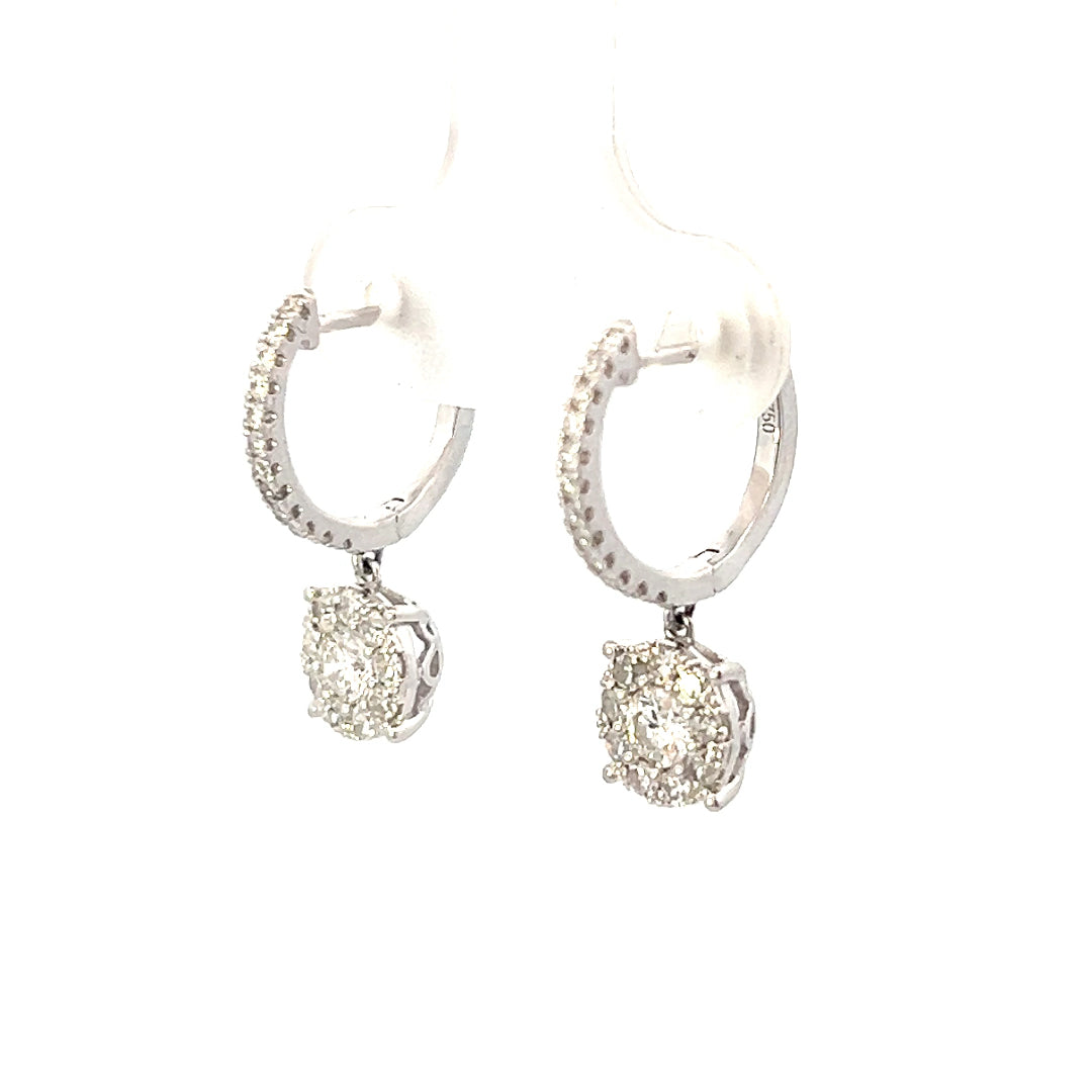 0.78cttw Diamond Dangle Drop Earrings | Gold Diamond Dangle Earrings | 14k White Gold Earrings