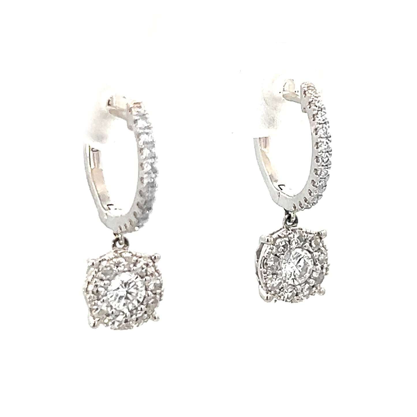 0.78cttw Diamond Dangle Drop Earrings | Gold Diamond Dangle Earrings | 14k White Gold Earrings