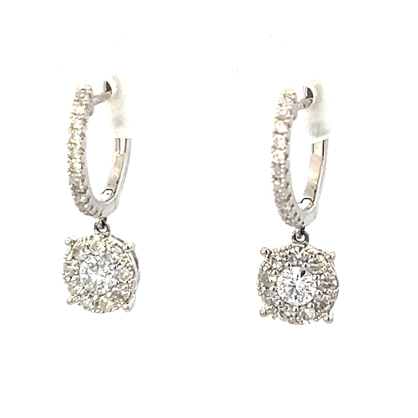 0.78cttw Diamond Dangle Drop Earrings | Gold Diamond Dangle Earrings | 14k White Gold Earrings