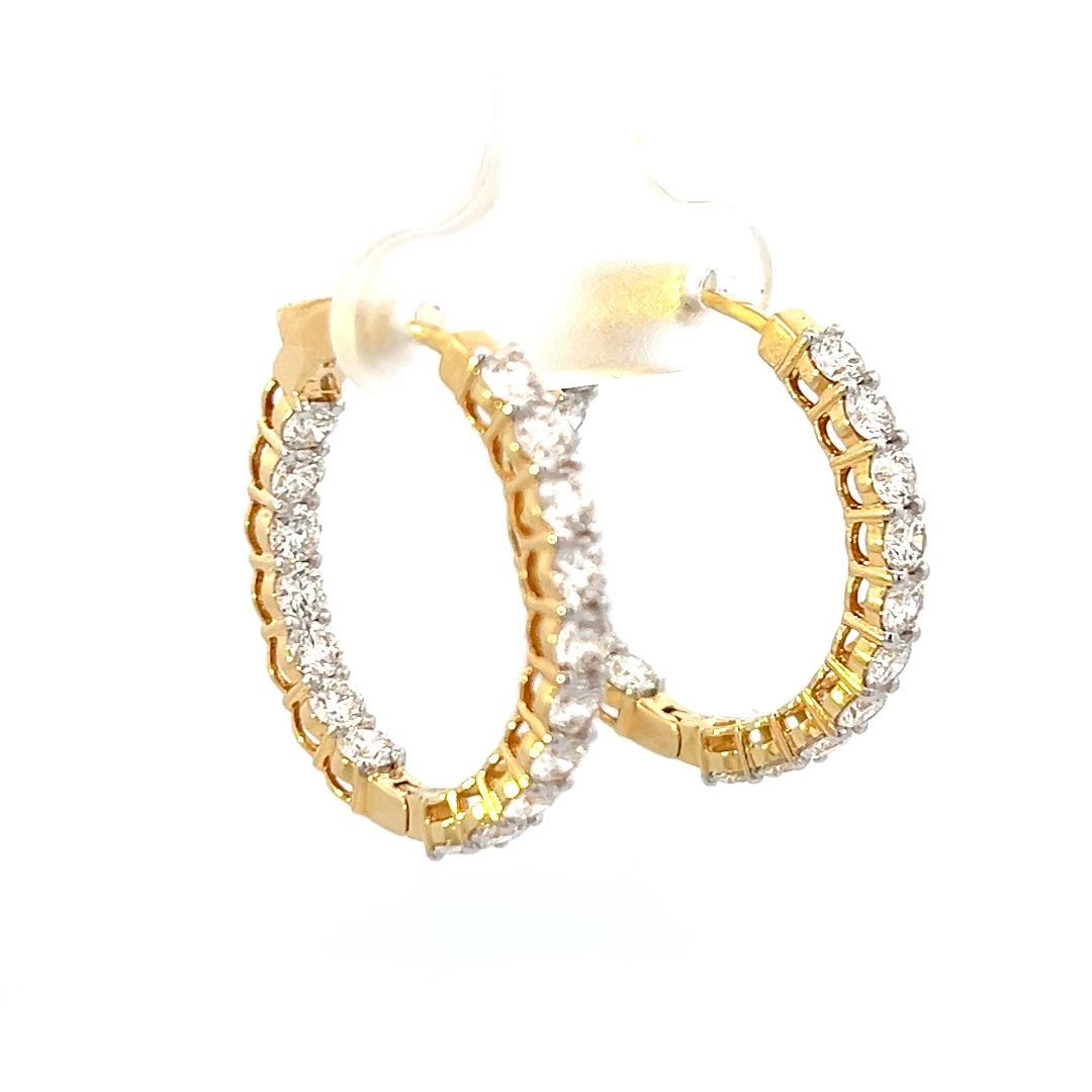 2.31cttw Gold Diamond Hoop Earrings | Small Hoop Earrings With Diamonds | 25mm Gold Hoop Earrings | Gold Hoop Earrings With Diamonds