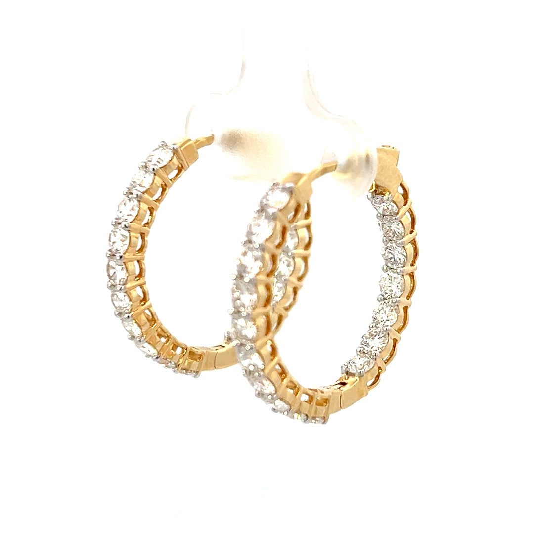 2.31cttw Gold Diamond Hoop Earrings | Small Hoop Earrings With Diamonds | 25mm Gold Hoop Earrings | Gold Hoop Earrings With Diamonds