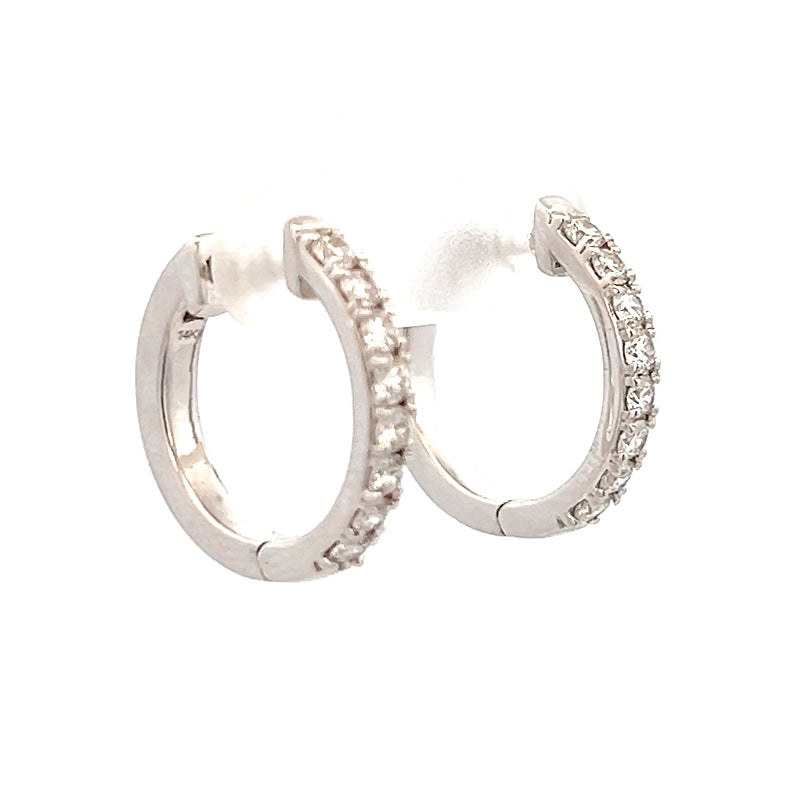 0.75cttw Diamond Hoop Earrings | Diamond Hoop Earring | Gold Hoop Earrings | 14k White Gold Earrings